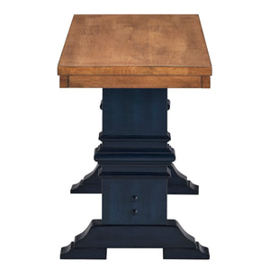 Homelegance By Top-Line Juliette Two-Tone Trestle Leg Wood Dining Bench Blue Rubberwood