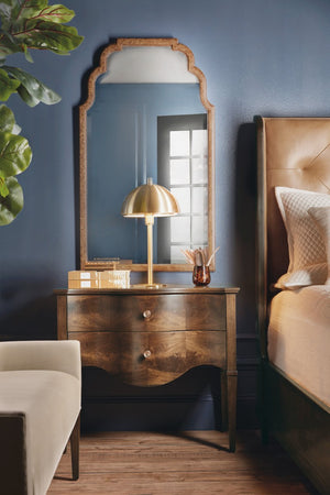 Hooker Furniture Archives Tall Mirror With Scalloped Frame, Mottled Amber Faux-Tortoise Shell, 48" Beveled Elegance 6123-90006-80