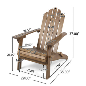 English Elm Christopher Knight Home® - HOLLYWOOD Acacia Wood Foldable Adirondack Chair for Patio & Poolside — Weather-Resistant, Classic Comfort Dark Brown 39.25 L x 24.5 W x 7.75 H 62399.00DBRN