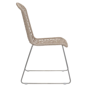 Bernhardt Bernhardt Carmel Outdoor Side Chair — Twisted Abaca All-Weather Wicker, Stainless Steel Base, Hazelnut Finish X03551