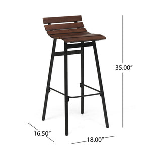 English Elm Christopher Knight Home® - NORDIC Camron 35" Wooden Barstool Set of 2 - 29.25" Seat Height, Acacia Wood & Iron, Dark Brown/Black Finish 65564.00DBRN