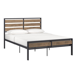 Homelegance By Top-Line Daxton Low Profile Metal Platform Bed with Wood Finish Panels Black Metal