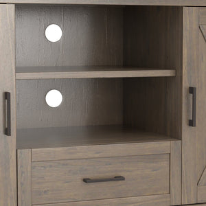 English Elm Ela Handcrafted Medium TV Stand Smoky Brown Solid Wood, Shaker X Doors, Drawer, Fits Up to 60" B136P158607