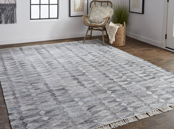 Feizy Rugs Beckett Eco-friendly Handwoven Moroccan Geometric Rug In Chic Inky Gray And Beige Tones Gray,Silver,Ivory Pet 8900814fgry000g00