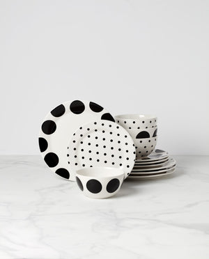 Lenox Kate Spade On The Dot 12-Piece Dinnerware Set White, WHITE STONEWARE 895204
