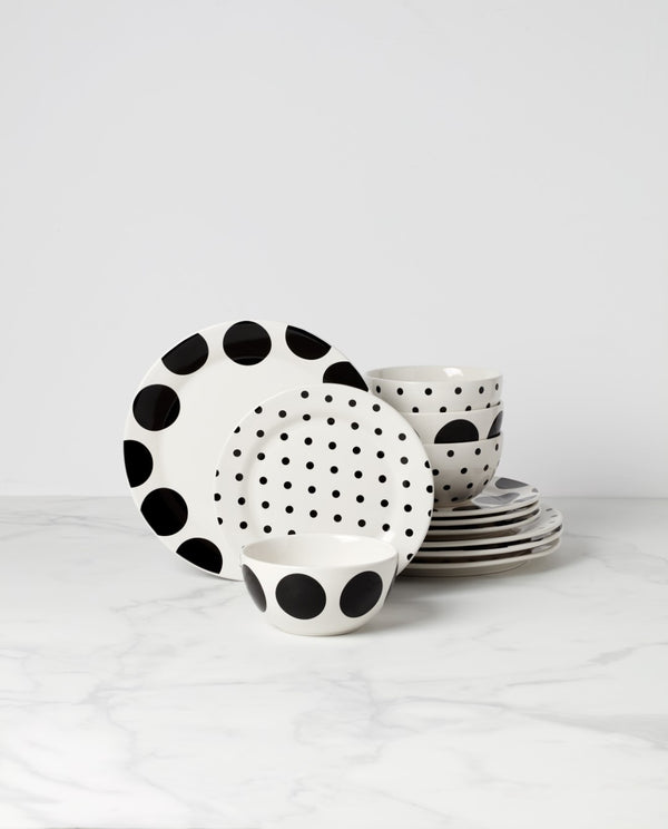 Lenox Kate Spade On The Dot 12-Piece Dinnerware Set White, WHITE STONEWARE 895204