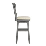 Homelegance By Top-Line Juliette Napoleon Back Wood Swivel Bar Stool Grey Rubberwood