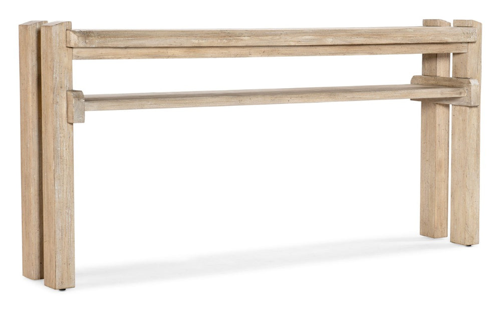 Hooker Furniture Commerce Acacia Console Table With Interlocking Post Design, Narrow Profile, Solid Wood Shelf, Durable Finish Light Brown 7228-80144-80