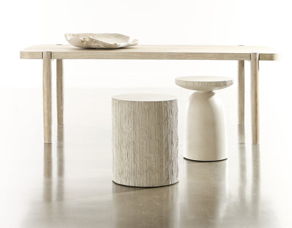 Bernhardt Bernhardt Antibes Sculptural Round Accent Table In Pumice Grc — Rustic-Modern End/Beside Table 350111