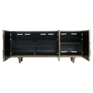 Bernhardt Bernhardt Brass-Clad Kintore Credenza With Rippled Circular Motif, Push-Open Doors, Cable Management 321872