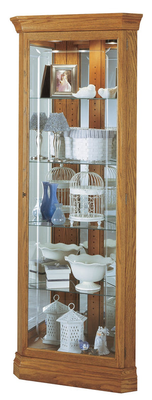 Hekman Furniture 680347 Hammon Lighted Corner Curio Cabinet - Elegant Glass Display For Collectibles, Golden Oak Finish Golden Oak Hammond Corner Curio Cabinet 680347