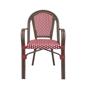 English Elm Bistro Wicker Outdoor Dining Chairs Set of Two with Rust Resistant Aluminum Frame Patio 72905.00RED