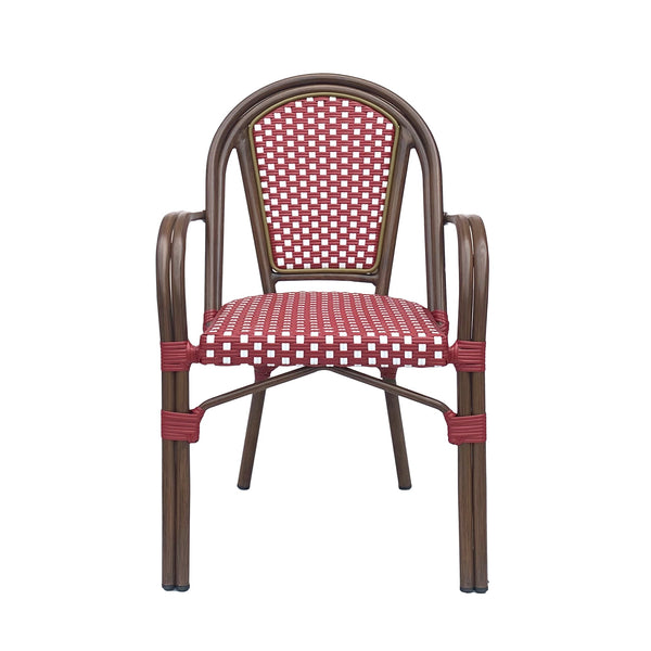 English Elm Bistro Wicker Outdoor Dining Chairs Set of Two with Rust Resistant Aluminum Frame Patio 72905.00RED