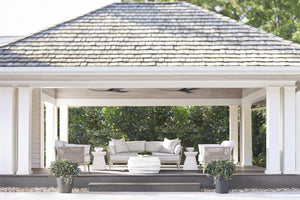 Bernhardt Bernhardt Sculptural Casitas Outdoor Accent Table - Stonecast Rattan Look, Weather-Resistant 20" X02150