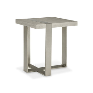 Bernhardt Bernhardt Tempo Side Table With Wire-Brushed Oak Top & Satin Nickel Sculptural Metal Base, 24" H 346126