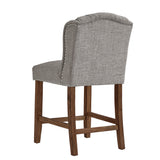 Homelegance By Top-Line Morrigan Tufted Linen Wingback Stools (Set of 2) Brown Rubberwood