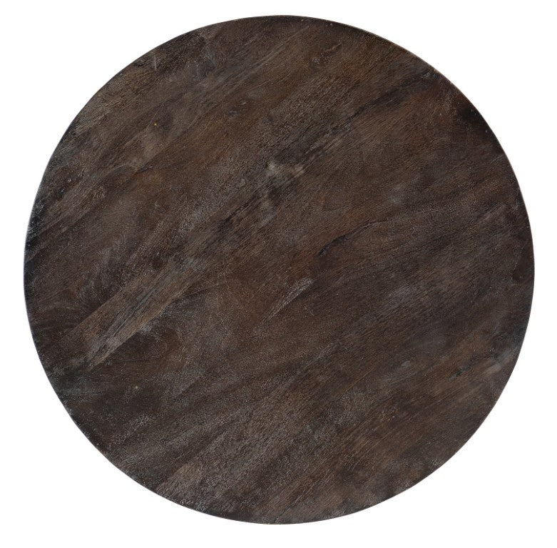 Hooker Furniture Commerce Carved Round Cocktail Table – Solid Mango Wood Top, Hand-Carved Tribal Motif, Gold Iron Base (42" X 19") 7228-80030-85