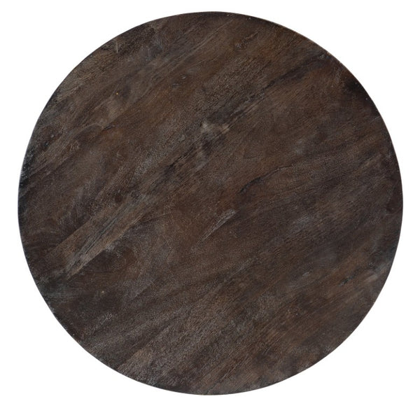 Hooker Furniture Commerce Carved Round Cocktail Table – Solid Mango Wood Top, Hand-Carved Tribal Motif, Gold Iron Base (42" X 19") 7228-80030-85