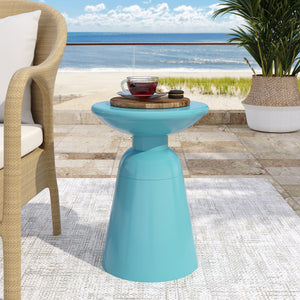 English Elm Outdoor Powder-coated Iron Pedestal Side Table for Patio and Lounge Spaces 73615.00T