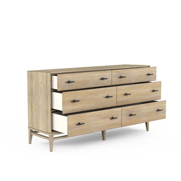 A.R.T. Furniture Frame Dresser - Elegant Six Drawer Chest In Chestnut Finish With Soft-close Glides & Cedar Lining Light Brown Ash & Poplar Solid,Plank,Effect Flakey & Quarter,Sawn Oak Veneer,Metal 278131-2335
