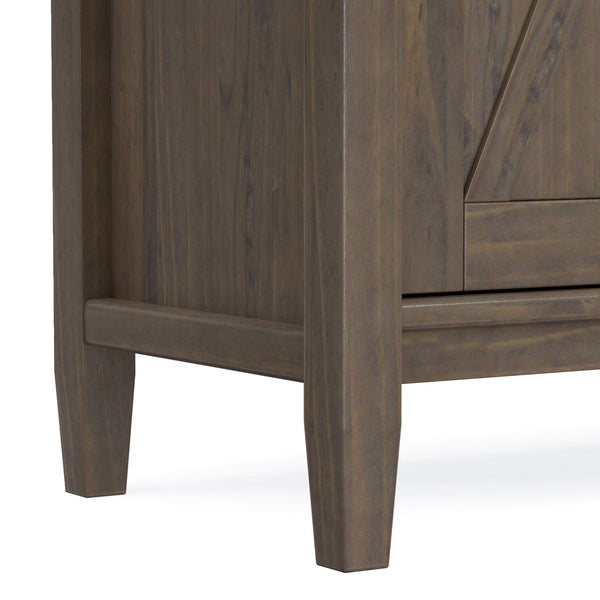 English Elm Ela Smoky Brown Low Storage Cabinet – Handcrafted Solid Wood, Shaker X Doors, Adjustable Shelves, 32" B136P158604