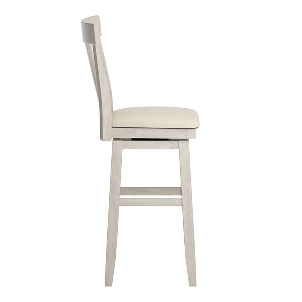 Homelegance By Top-Line Juliette Panel Back Wood Swivel Bar Stool White Rubberwood