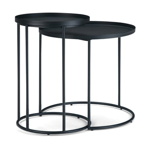 English Elm Monet - Handcrafted Metal 2-Piece Nesting Table Set In Black For Modern Industrial Elegance B136P158948