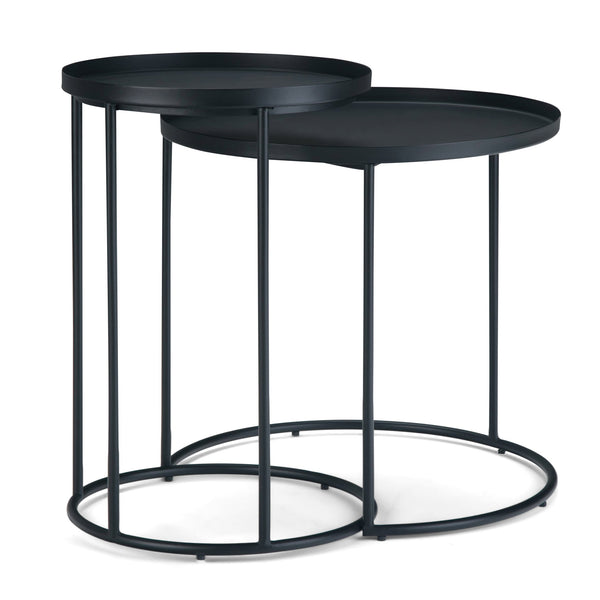 English Elm Monet - Handcrafted Metal 2-Piece Nesting Table Set In Black For Modern Industrial Elegance B136P158948
