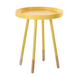 Homelegance By Top-Line Asher Paint-Dipped Round Tray-Top End Table Yellow Rubberwood