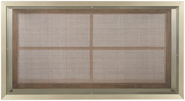 Hooker Furniture Melange Polished Steel & Cane Cocktail Table With Tempered Glass Top, Lower Cane Shelf, Transitional Style 628-80560-15