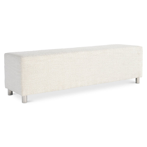 Bernhardt Bernhardt Modulum Bench — 62" Upholstered Seat With Polished Stainless Steel Feet, Transitional Glam Style 315509