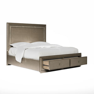A.R.T. Furniture Cove Cal King Panel Storage Bed With Chic Cork Headboard And Two Spacious Drawers For Ultimate Elegance Grey Rubberwood Solids,Primavera Veneers,Cork,Metal 349137-2743