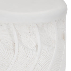 Bernhardt Bernhardt Nautilus-Inspired Outdoor Accent Table — White Stonecast, Weather-Resistant 15" Side Stand X03129