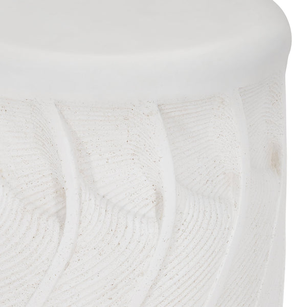 Bernhardt Bernhardt Nautilus-Inspired Outdoor Accent Table — White Stonecast, Weather-Resistant 15" Side Stand X03129