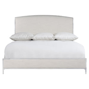 Bernhardt Bernhardt Silhouette Upholstered King Panel Bed With Cream Fabric, Polished Stainless Steel Trim K1582