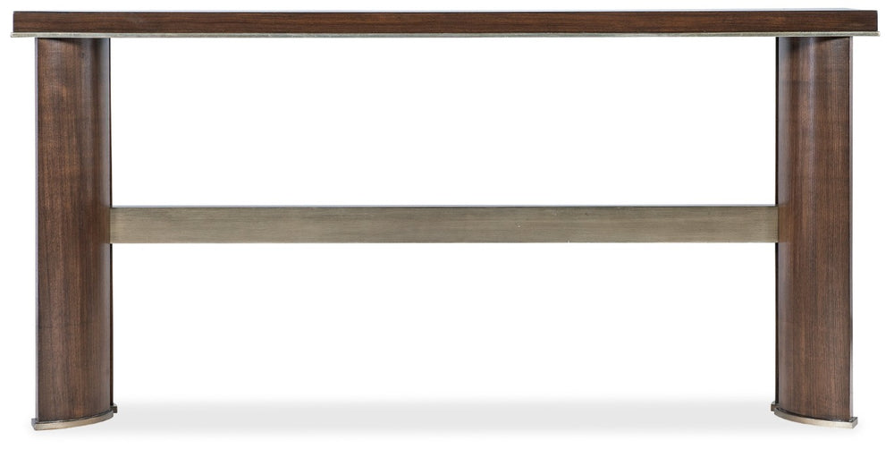 Hooker Furniture Melange Dark Walnut Console Table With Champagne Accents — Narrow 68"W 15"D 33"H Elegant Hallway Foyer Statement 628-85689-89