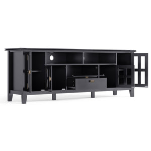 English Elm Artisan 72" Black Tv Media Stand - Elegant Solid Wood Design With Glass Doors & Ample Storage Space B136P158698