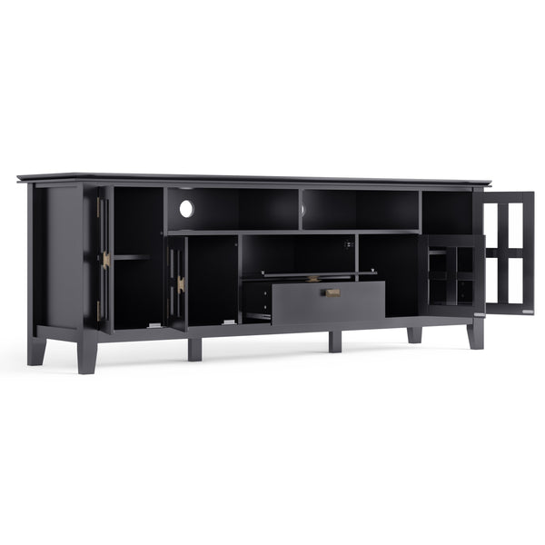 English Elm Artisan 72" Black Tv Media Stand - Elegant Solid Wood Design With Glass Doors & Ample Storage Space B136P158698