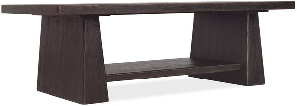 Hooker Furniture Driftwood Rectangular Cocktail Table With Buckboard Finish, Rustic Oak Look, Lower Shelf Storage And Sturdy Base Blacks 6820-80110-99