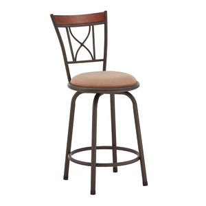 Homelegance By Top-Line Donaghy Curve X-Back Wood Trim Adjustable Stools (Set of 3) Bronze Engineered Wood