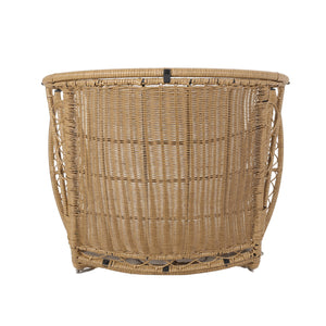 English Elm Christopher Knight Home® - MALIA Wicker Standing Basket Chair with Water-Resistant Cushion, Iron Frame, Handcrafted Outdoor Cozy Retreat Brown+Beige 68018.00LBGE