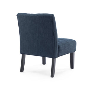 English Elm Accent Slipper Chairs Set of Two Button Tufted Plush Upholstered Living Room Pair 70752.00NBLU