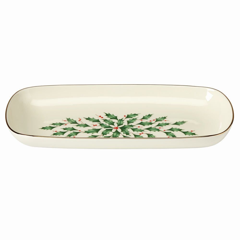 Lenox Hosting The Holidays Bread Tray Red & Green, IVORY PORCELAIN 869997