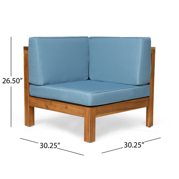 English Elm Oana Modular Outdoor Sectional Sofa Set Solid Acacia Wood Five Seat Patio Corner 64497-98-99.00-64495.00BLU