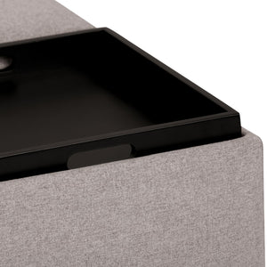 English Elm Avalon - Versatile Square Coffee Table Ottoman With Storage In Cloud Grey Linen For Modern Homes B136P159746