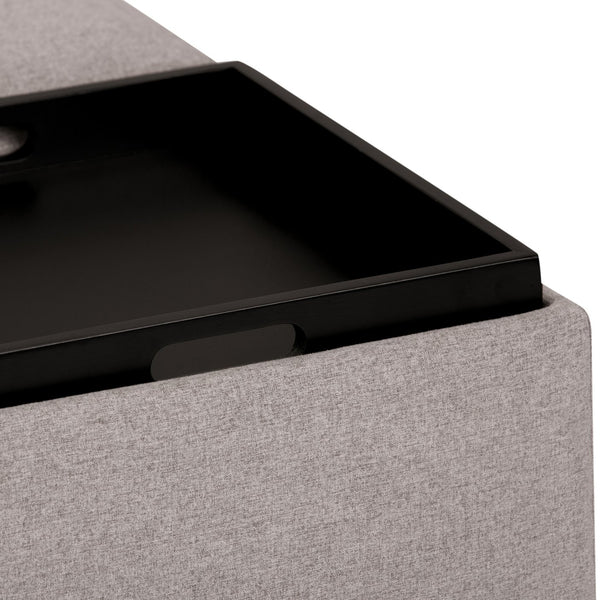 English Elm Avalon - Versatile Square Coffee Table Ottoman With Storage In Cloud Grey Linen For Modern Homes B136P159746