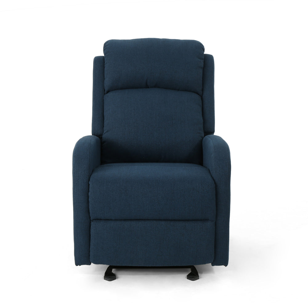 English Elm Christopher Knight Home® - 25" Plush Waterfall Backrest Manual Rocker Recliner with Curved Arms and Smooth Lever Recline Navy Blue 62805.00