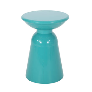 English Elm Outdoor Powder-coated Iron Pedestal Side Table for Patio and Lounge Spaces 73615.00T