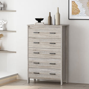 English Elm Christopher Knight Home® - Toolless 5-Drawer Chest with Faux Wood Finish, Moisture-Resistant MDF, Sleek Bar Handles, Compact Storage Oak 72039.00SONOAK