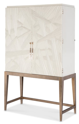 Hooker Furniture Melange Sculptural Bar Cabinet with Led Lighting Mirrored Back and Tapered Legs 628-50733-05